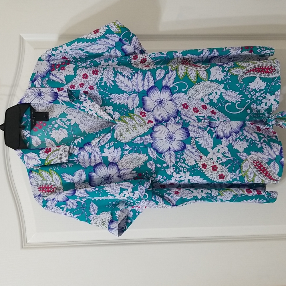 Investments 11 Tropical Print Short Sleeve Top Size 1X
